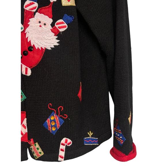 Tiara International Santa Claus Christmas Sweater 2004‎ PM Red Festive Holiday - Picture 4 of 10